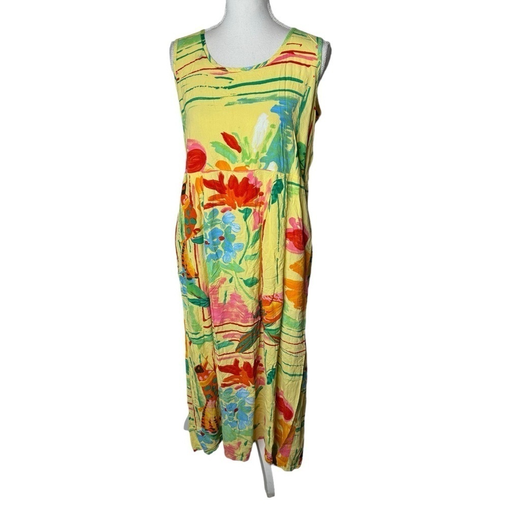 Jams World Vintage Tropical Parrot Dress USA Large